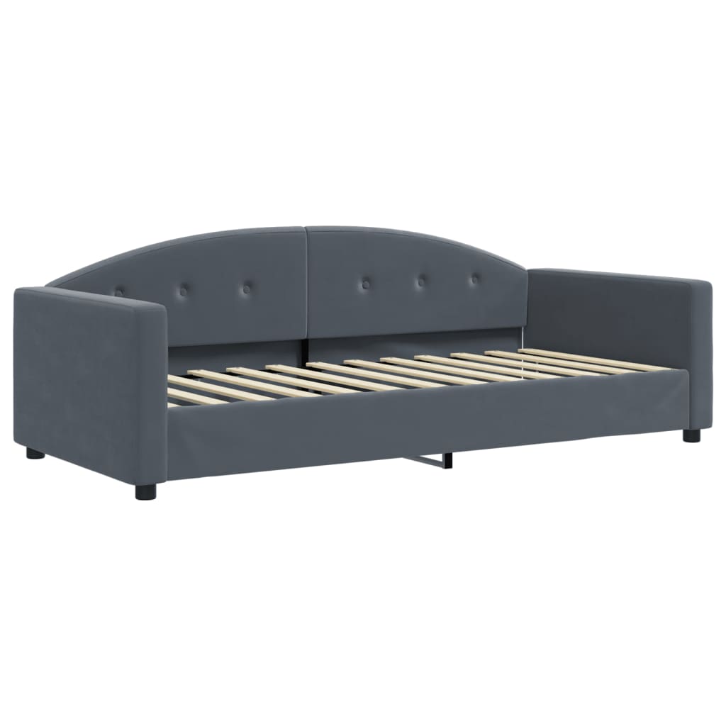 Lit de jour avec gigogne et matelas gris foncé 90x200cm velours - XIOS