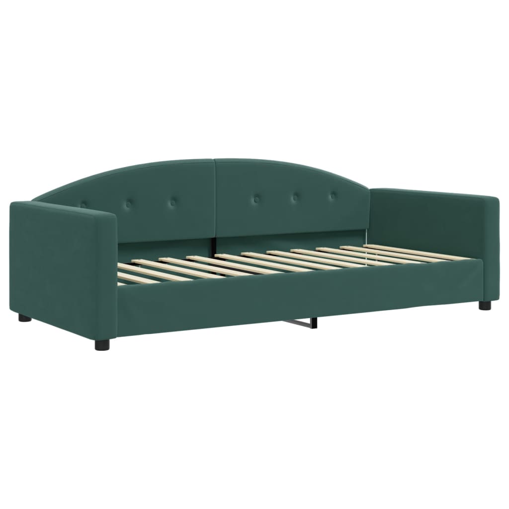 Lit de jour avec gigogne et matelas vert foncé 90x200cm velours - XIOS