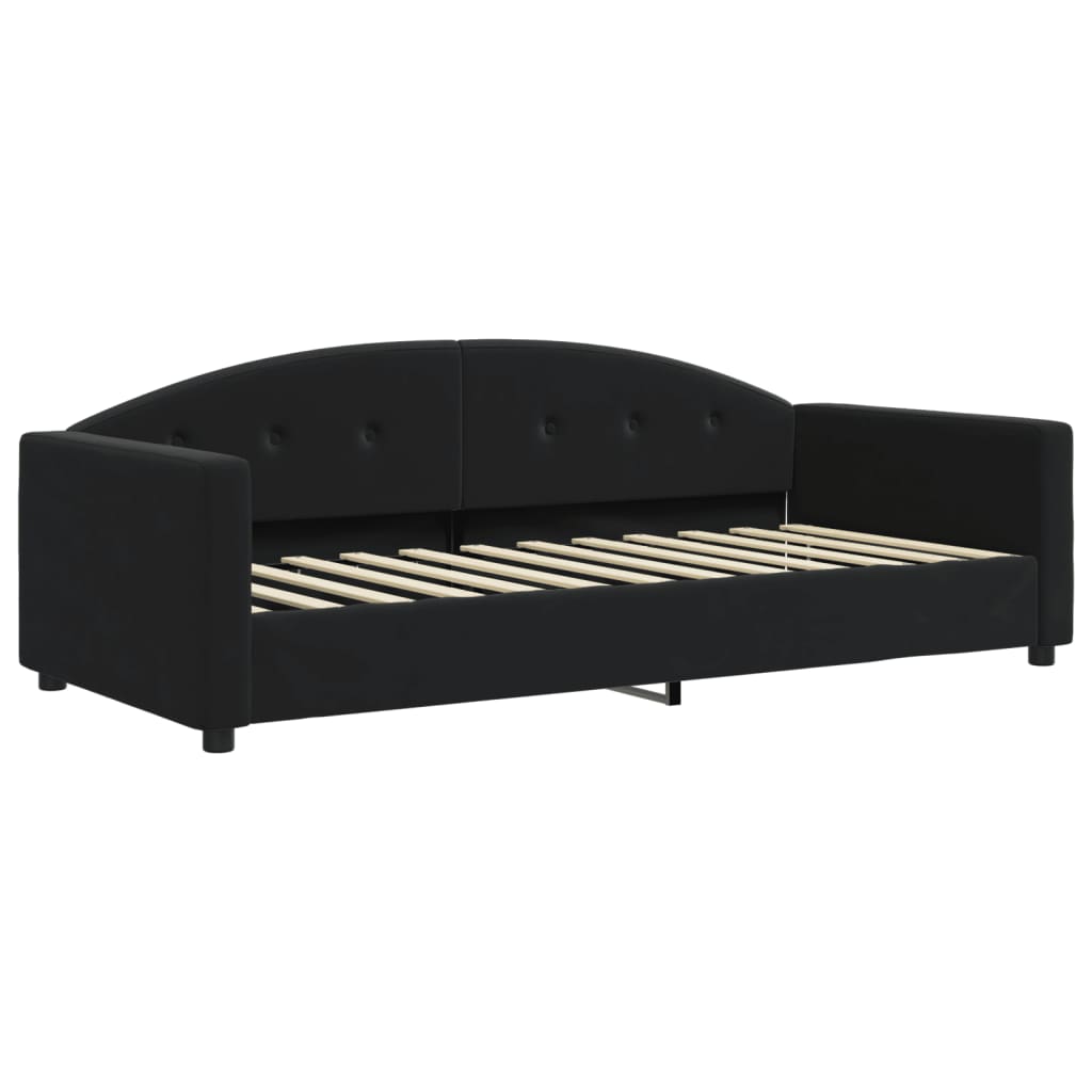 Lit de jour avec gigogne et matelas noir 90x200 cm velours - XIOS