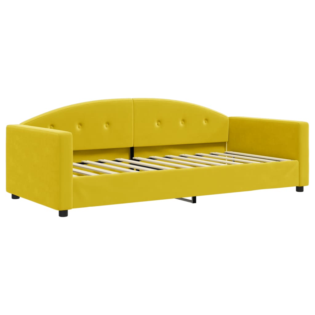 Lit de jour avec gigogne et matelas jaune 90x200 cm velours - XIOS