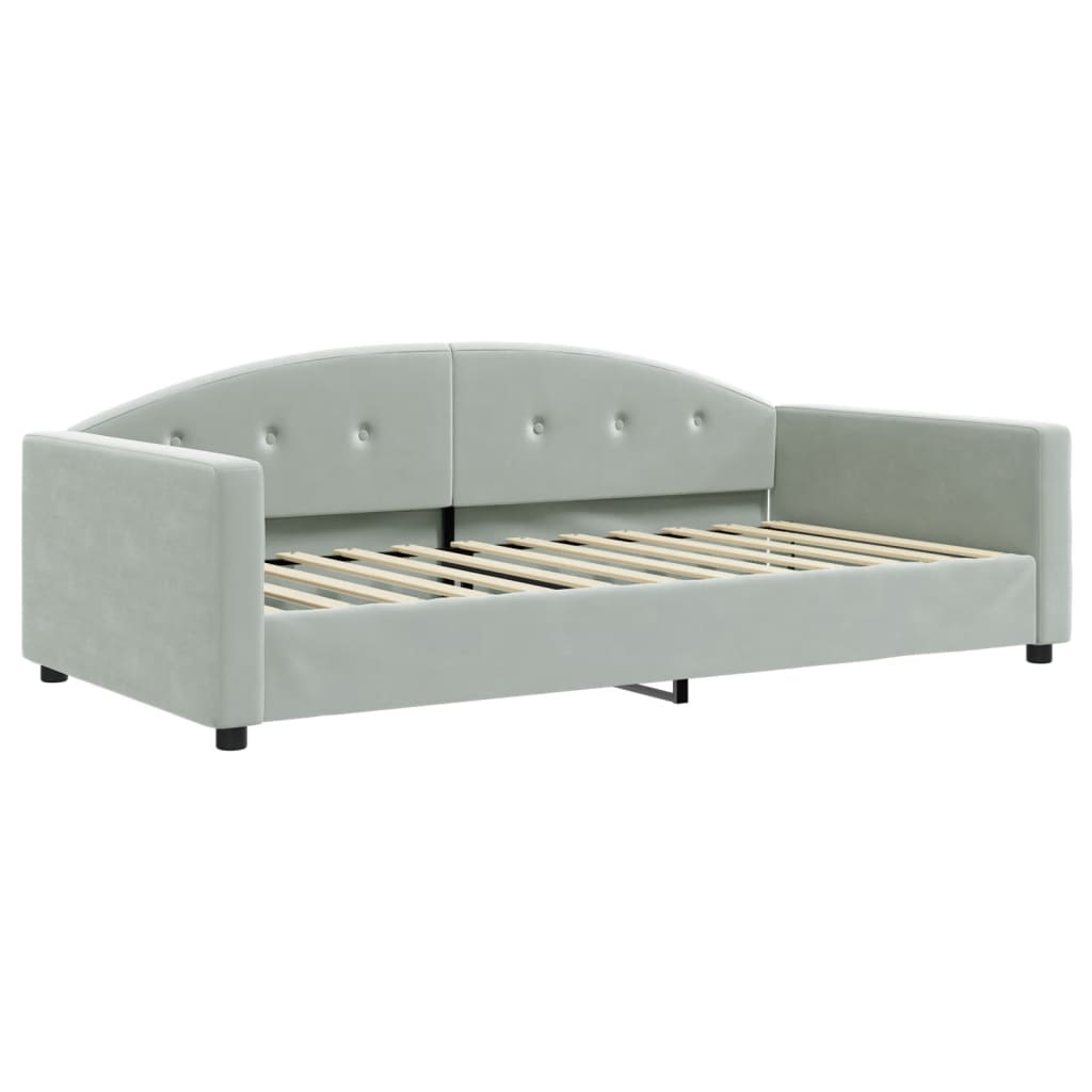 Lit de jour et gigogne et matelas gris clair 100x200 cm velours - XIOS
