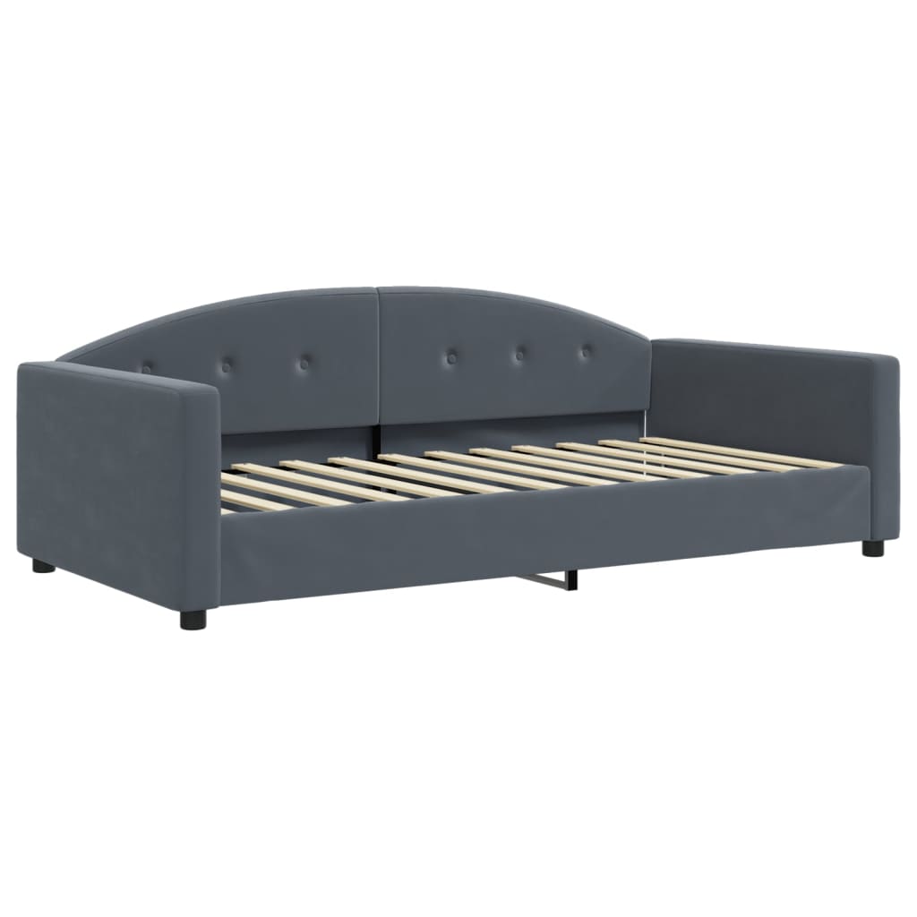 Lit de jour et gigogne et matelas gris foncé 100x200 cm velours - XIOS