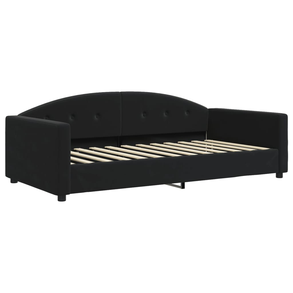 Lit de jour avec lit gigogne et matelas noir 100x200 cm velours - XIOS