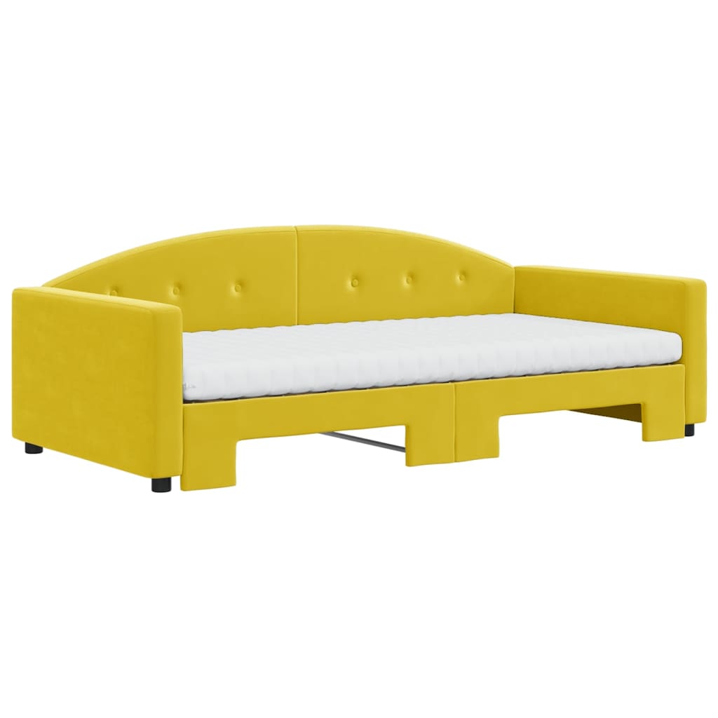 Lit de jour avec gigogne et matelas jaune 100x200 cm velours - XIOS