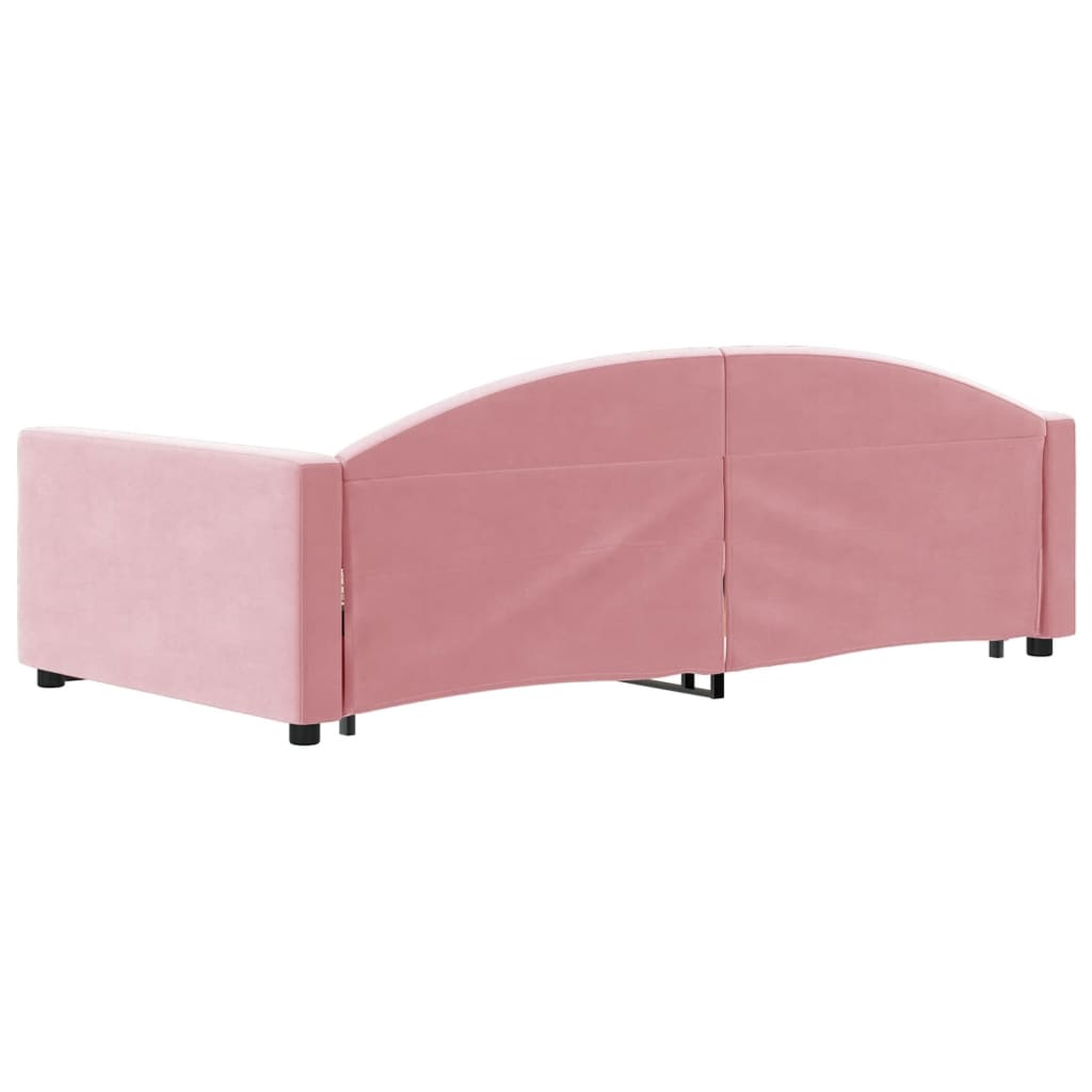 Lit de jour avec gigogne et tiroirs rose 100x200 cm velours - XIOS