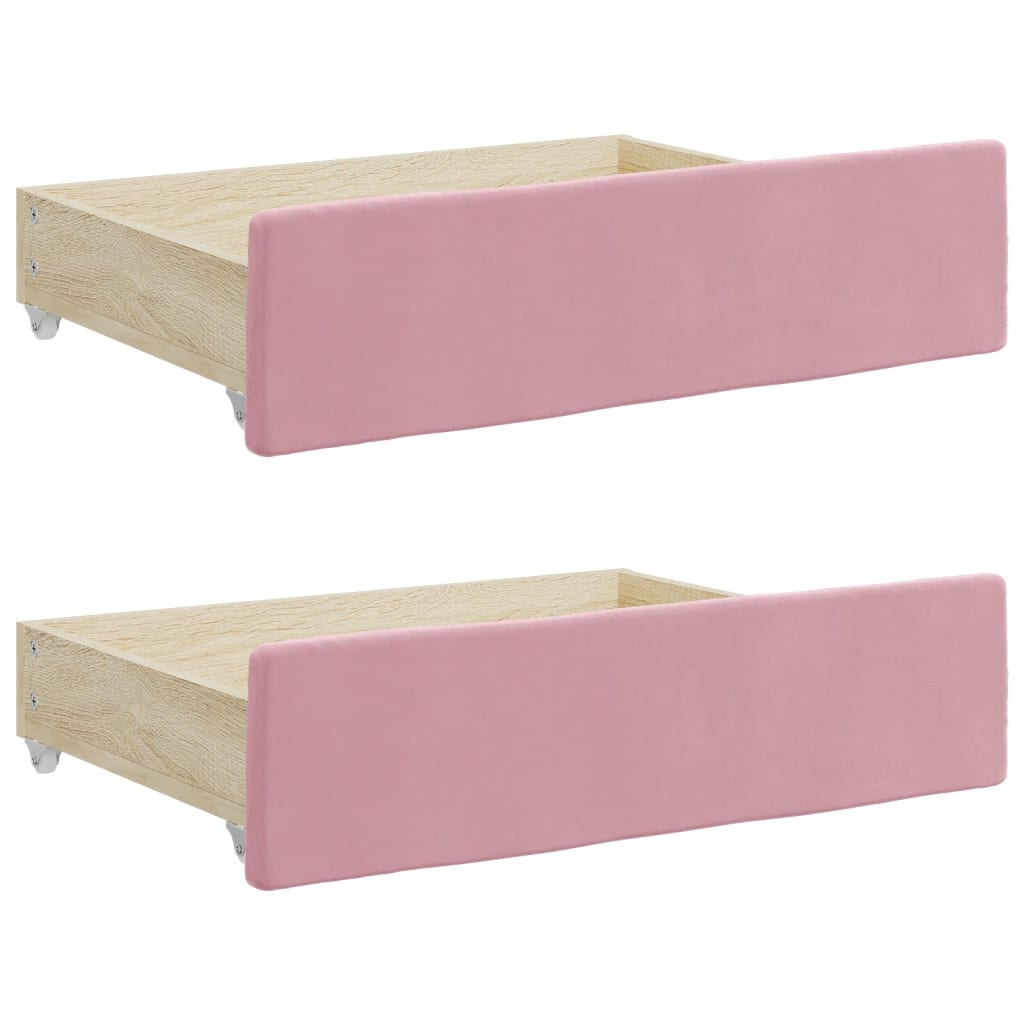 Lit de jour avec gigogne et tiroirs rose 100x200 cm velours - XIOS
