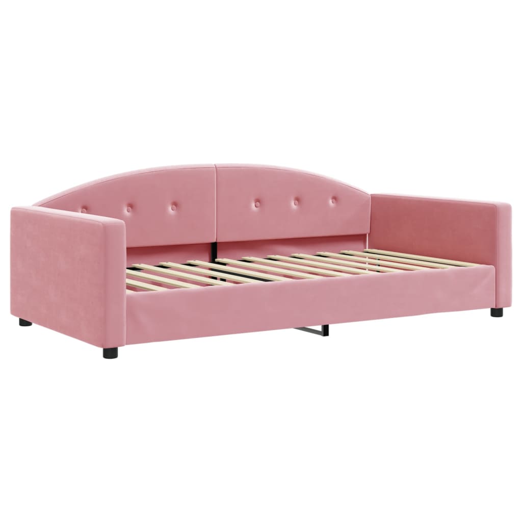 Lit de jour avec gigogne et tiroirs rose 100x200 cm velours - XIOS