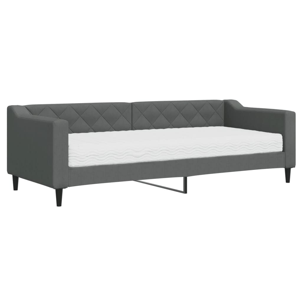 Lit de jour avec matelas gris foncé 80x200 cm tissu - XIOS