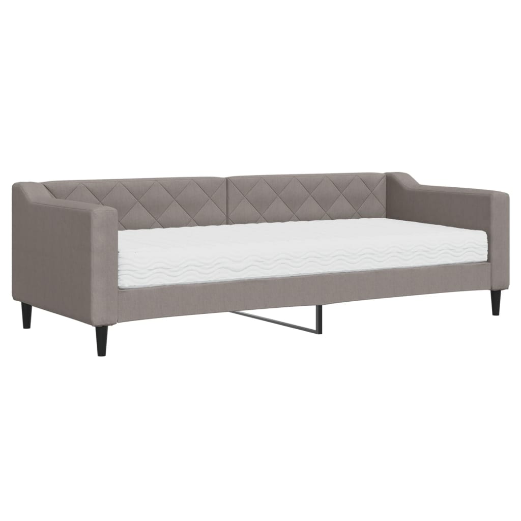 Lit de jour avec matelas taupe 80x200 cm tissu - XIOS