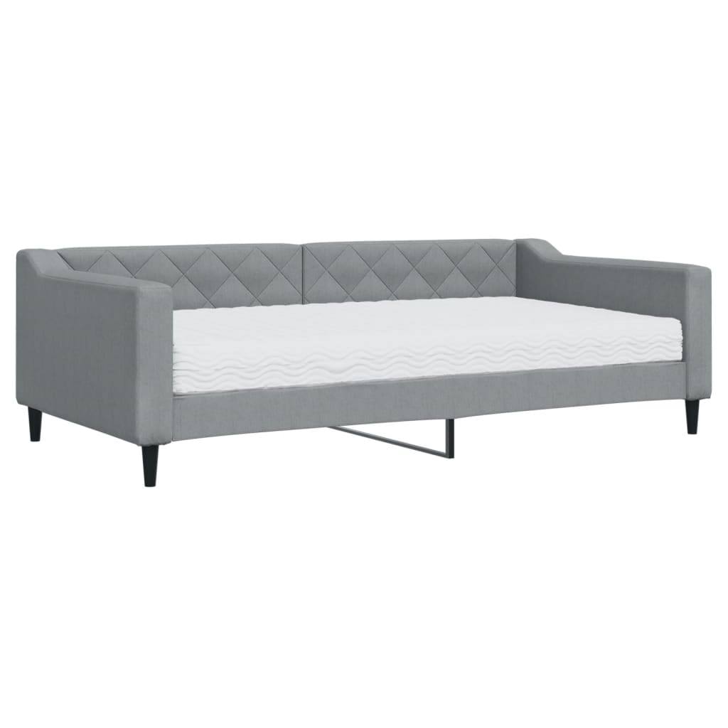 Lit de jour avec matelas gris clair 100x200 cm tissu - XIOS