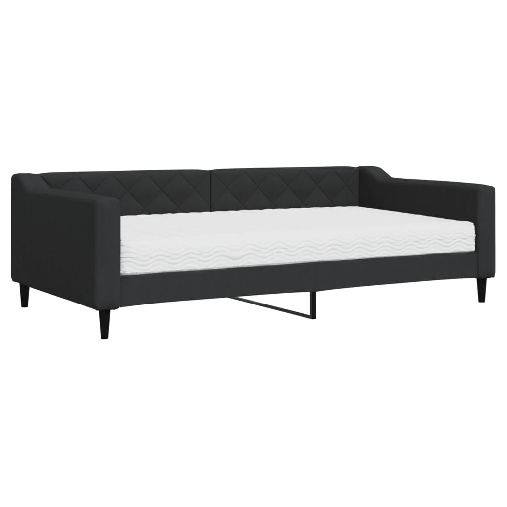 Lit de jour avec matelas noir 100x200 cm tissu - XIOS