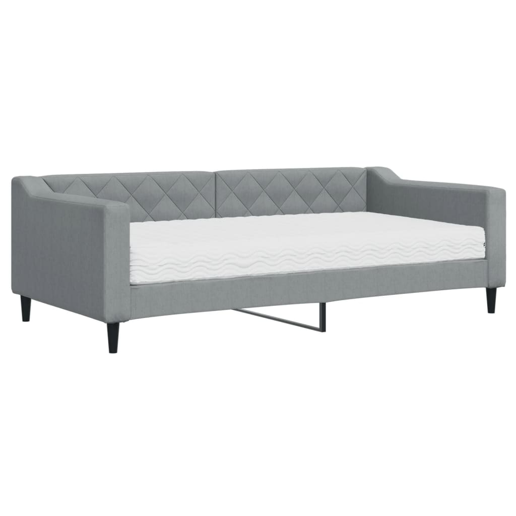 Lit de jour avec matelas gris clair 90x190 cm tissu - XIOS