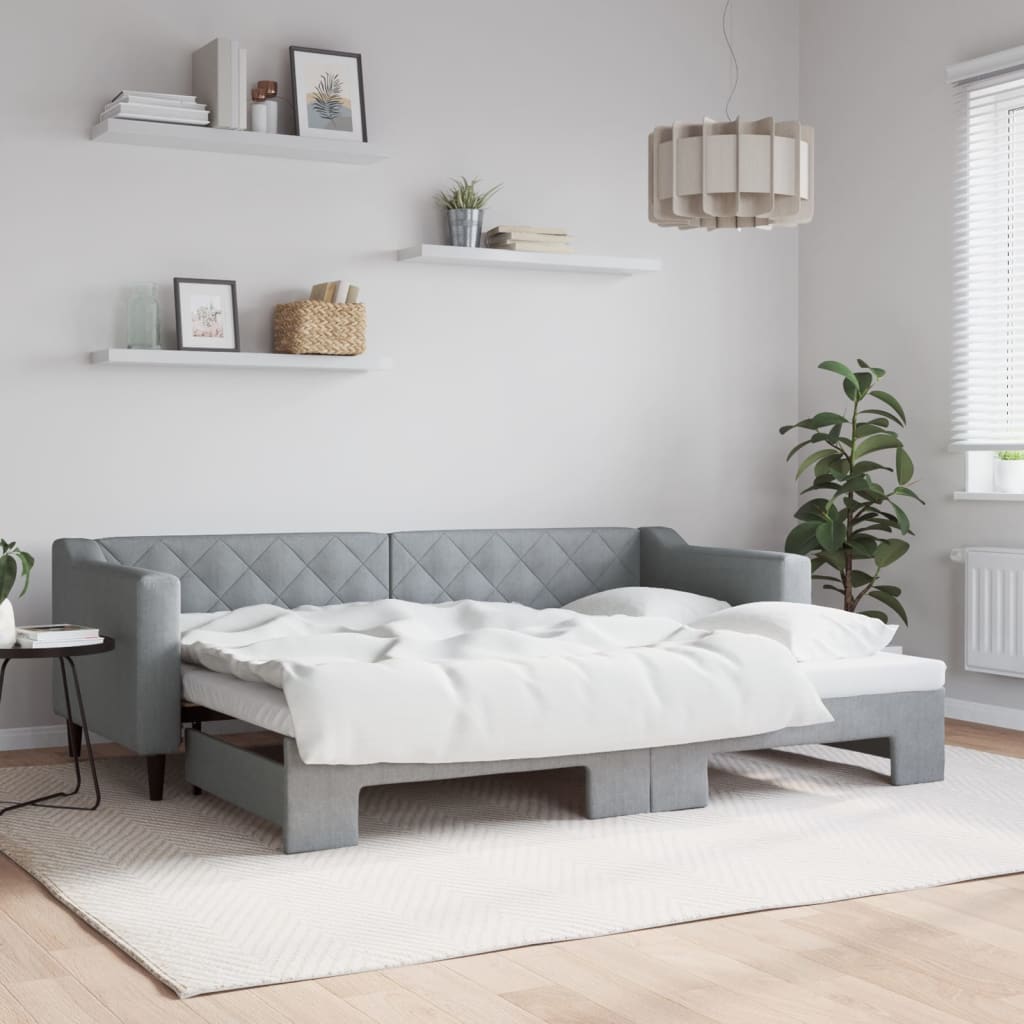 Lit de jour avec gigogne sans matelas gris clair 80x200 cm - XIOS