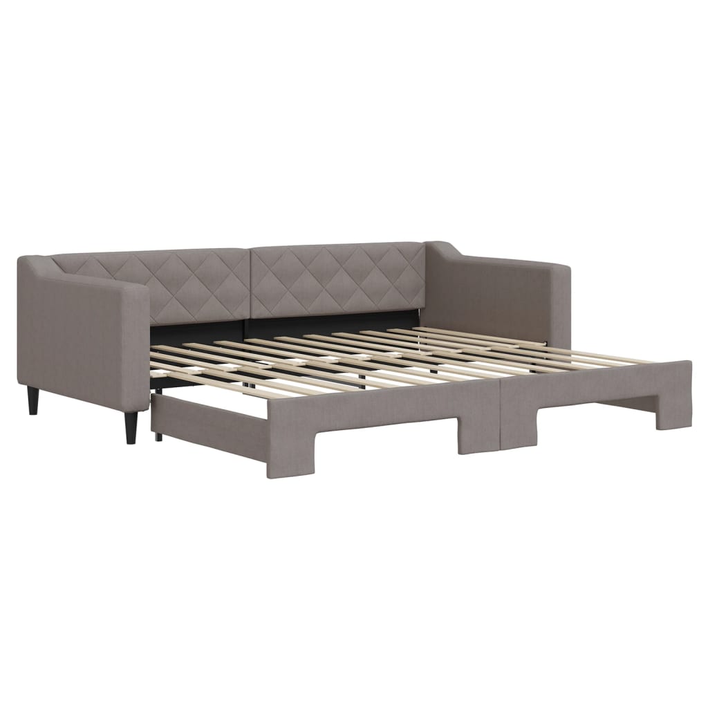Lit de jour avec gigogne sans matelas taupe 90x200 cm