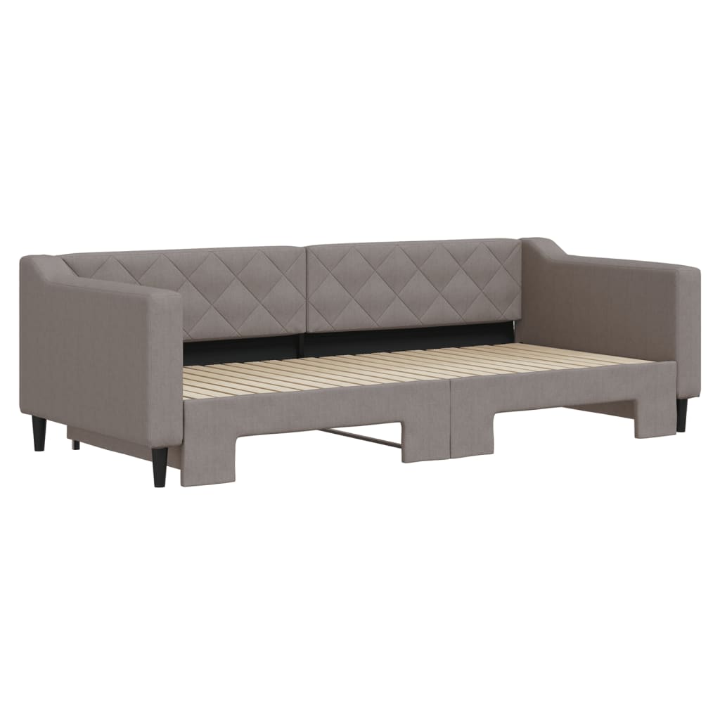 Lit de jour avec gigogne sans matelas taupe 90x200 cm