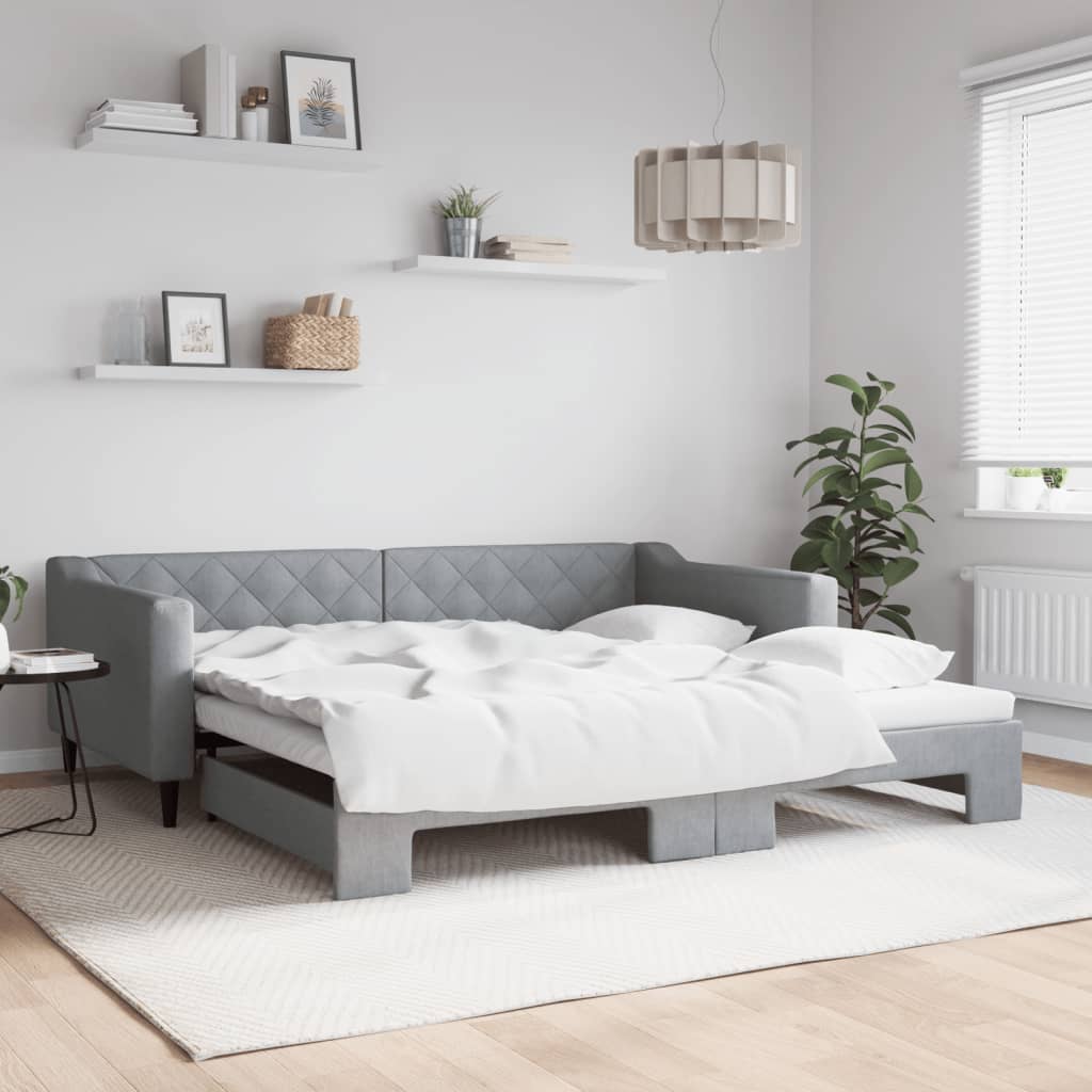 Lit de jour avec gigogne sans matelas gris clair 100x200 cm - XIOS