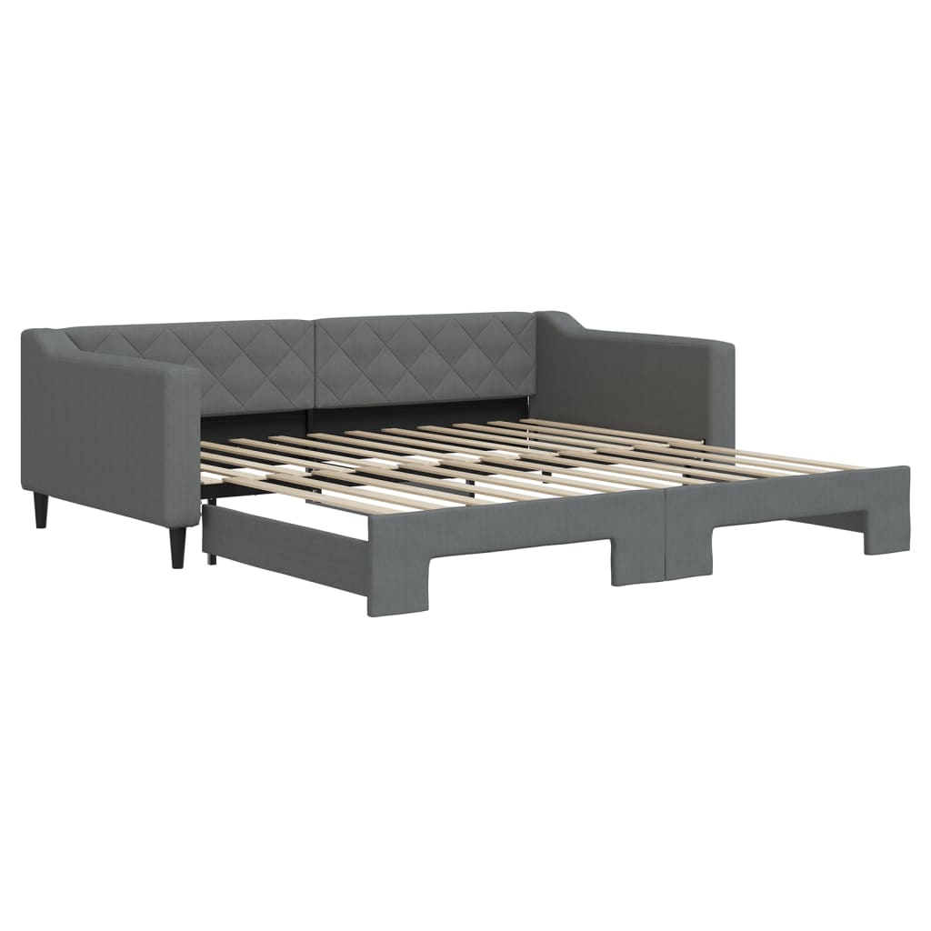 Lit de jour avec gigogne sans matelas gris foncé 100x200 cm - XIOS