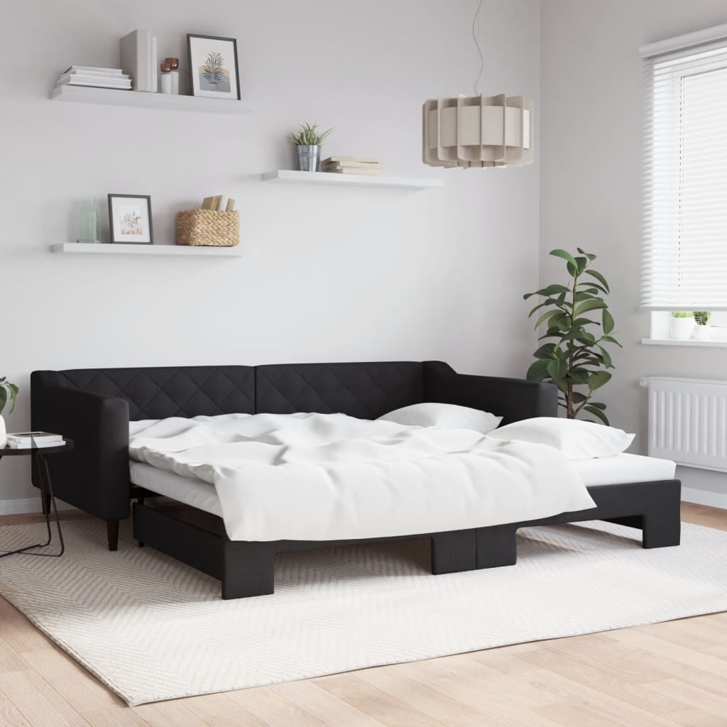 Lit de jour avec gigogne sans matelas noir 100x200 cm - XIOS