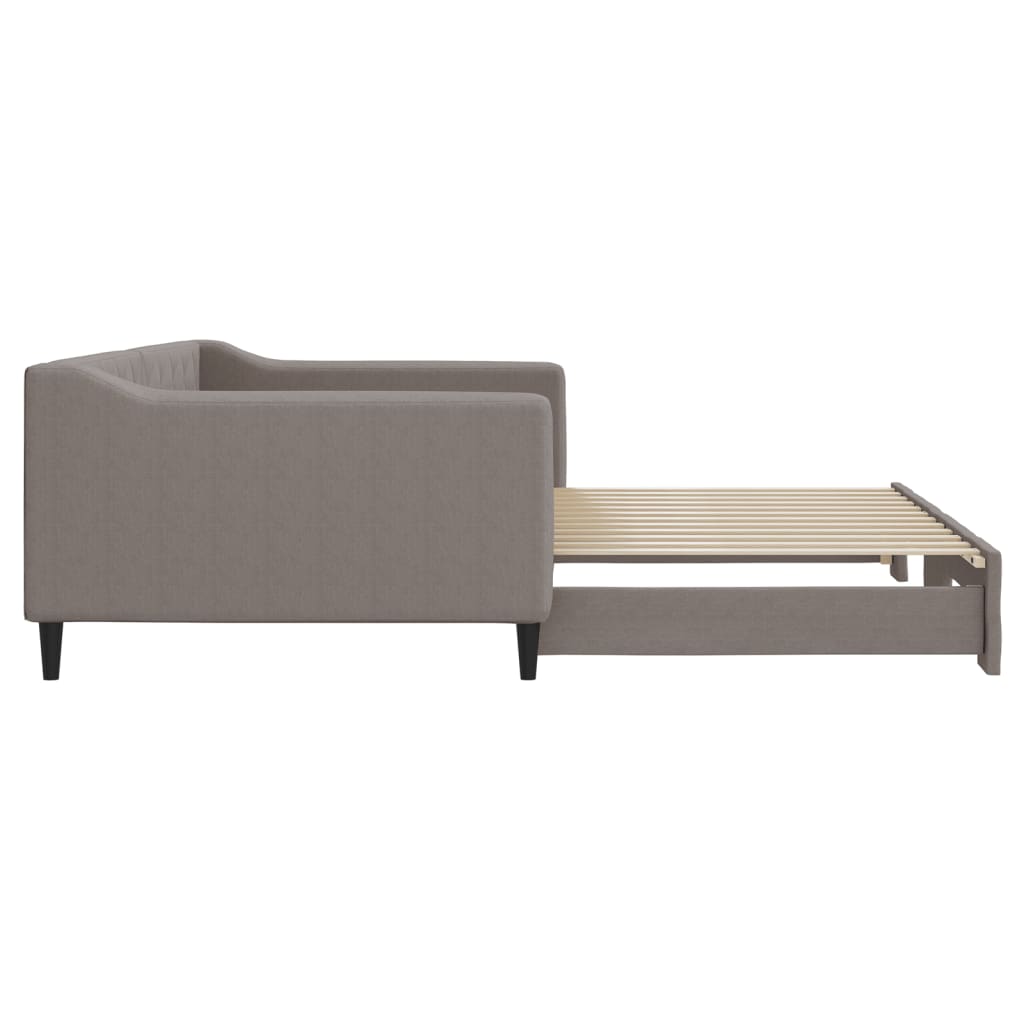 Lit de jour avec lit gigogne taupe 100x200 cm tissu - XIOS