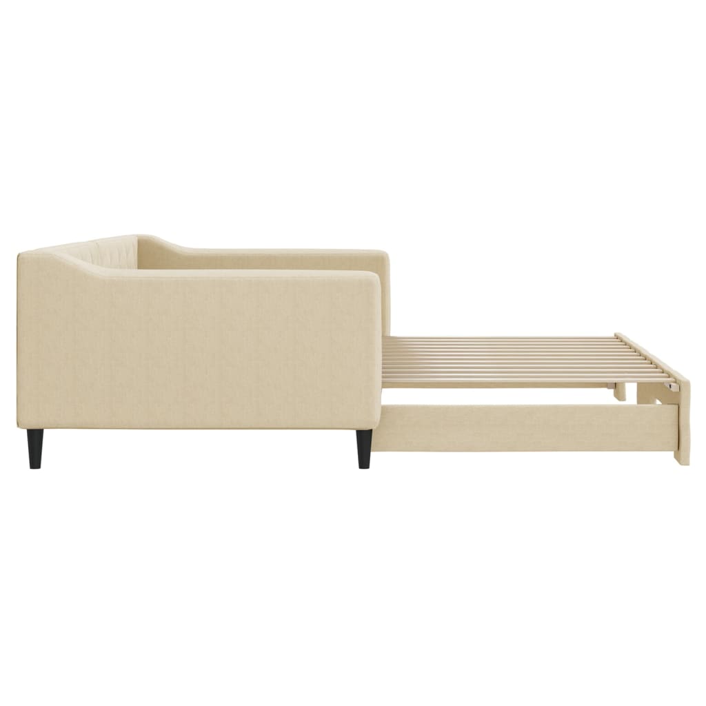 Lit de jour avec lit gigogne crème 100x200 cm tissu - XIOS