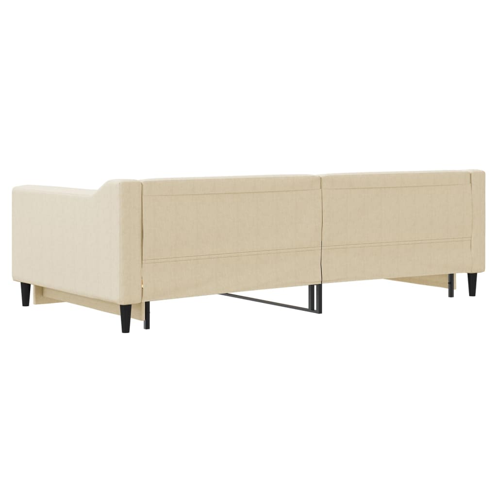 Lit de jour avec lit gigogne crème 100x200 cm tissu - XIOS