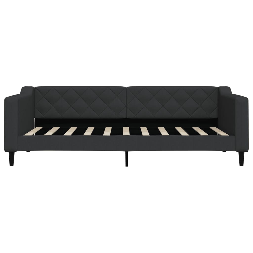Lit de jour avec lit gigogne noir 90x190 cm tissu