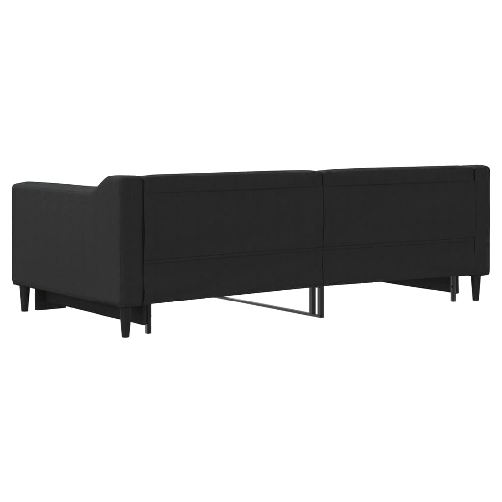 Lit de jour avec lit gigogne noir 90x190 cm tissu