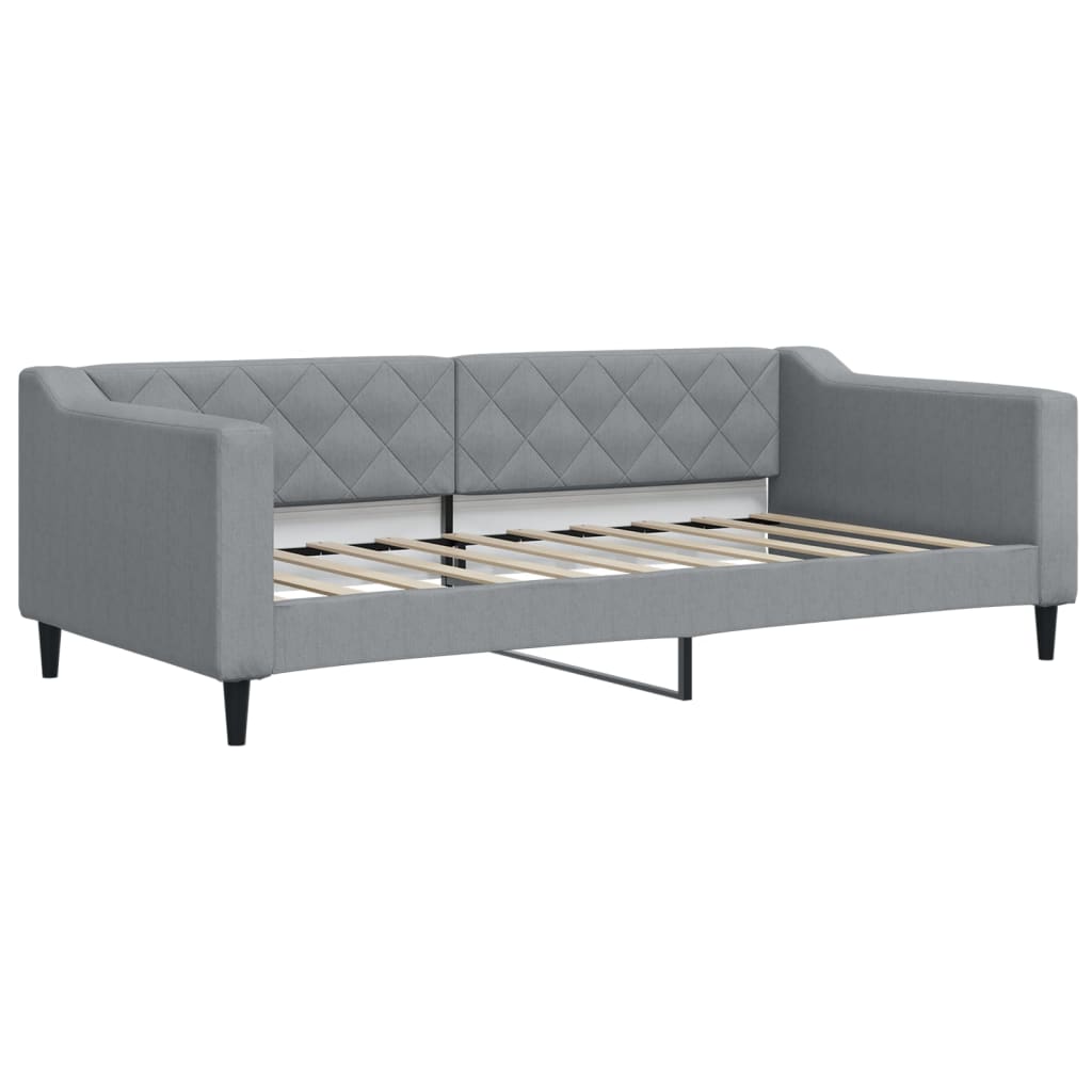 Lit de jour avec gigogne et matelas gris clair 80x200 cm tissu - XIOS