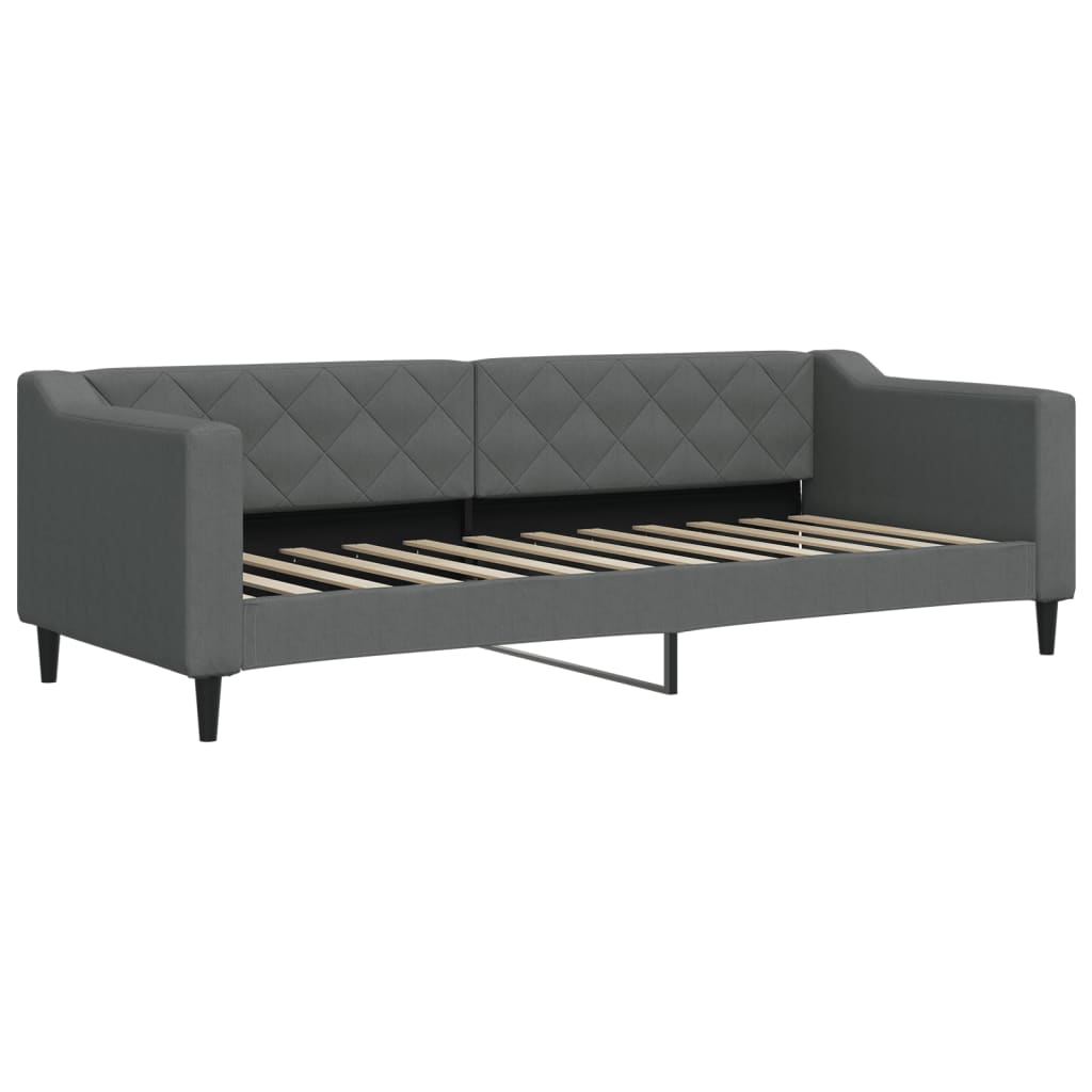 Lit de jour avec gigogne et matelas gris foncé 80x200 cm tissu - XIOS