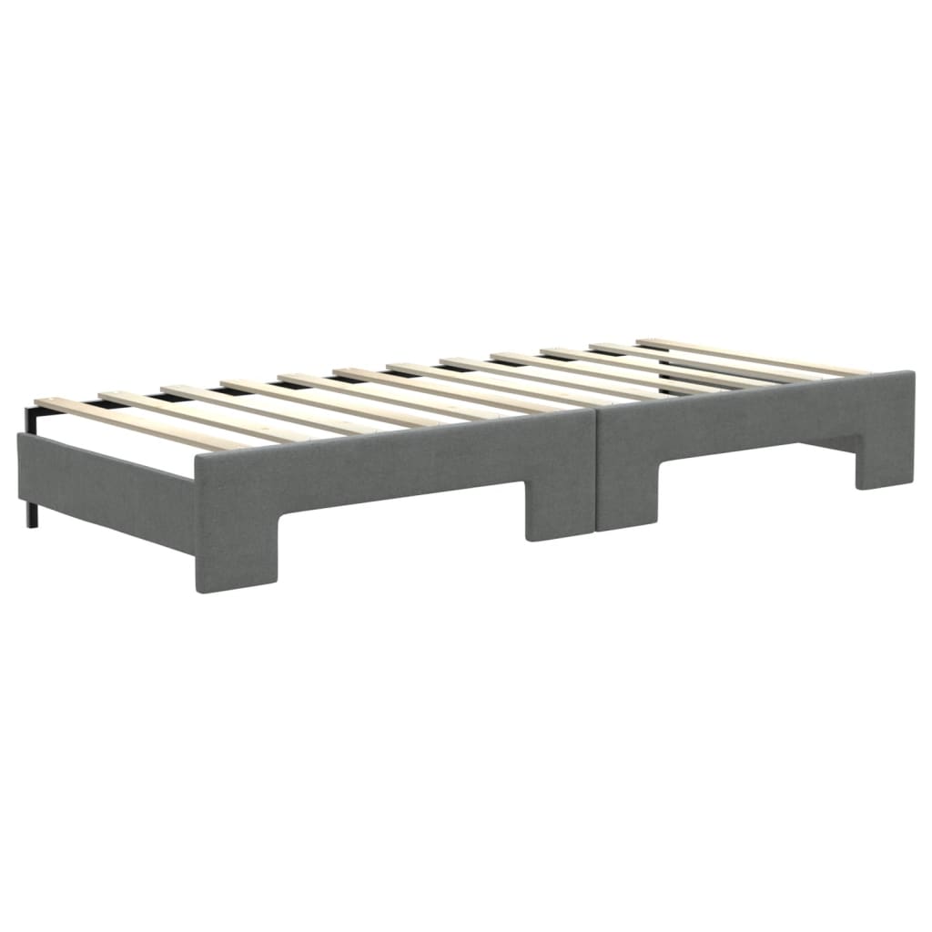 Lit de jour avec gigogne et matelas gris foncé 80x200 cm tissu - XIOS