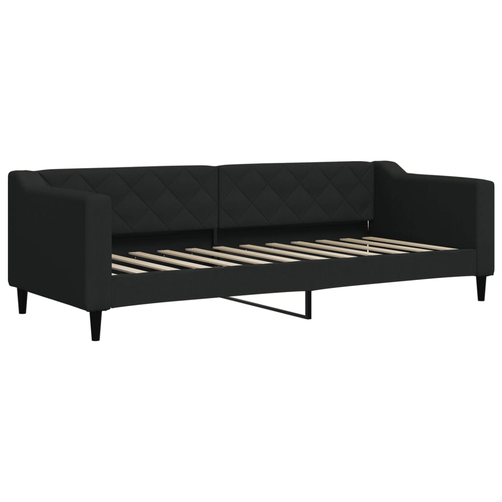 Lit de jour avec lit gigogne et matelas noir 80x200 cm tissu - XIOS
