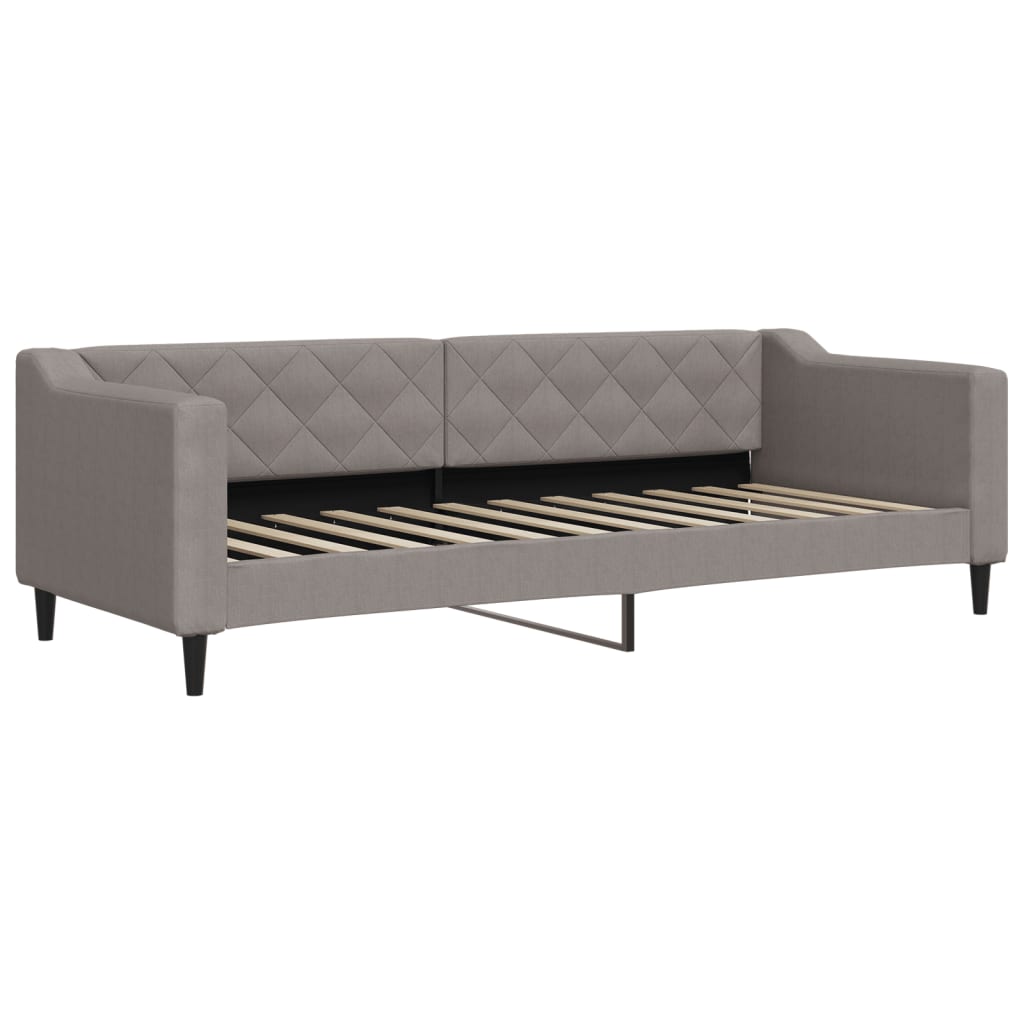 Lit de jour avec gigogne et matelas taupe 80x200 cm tissu - XIOS
