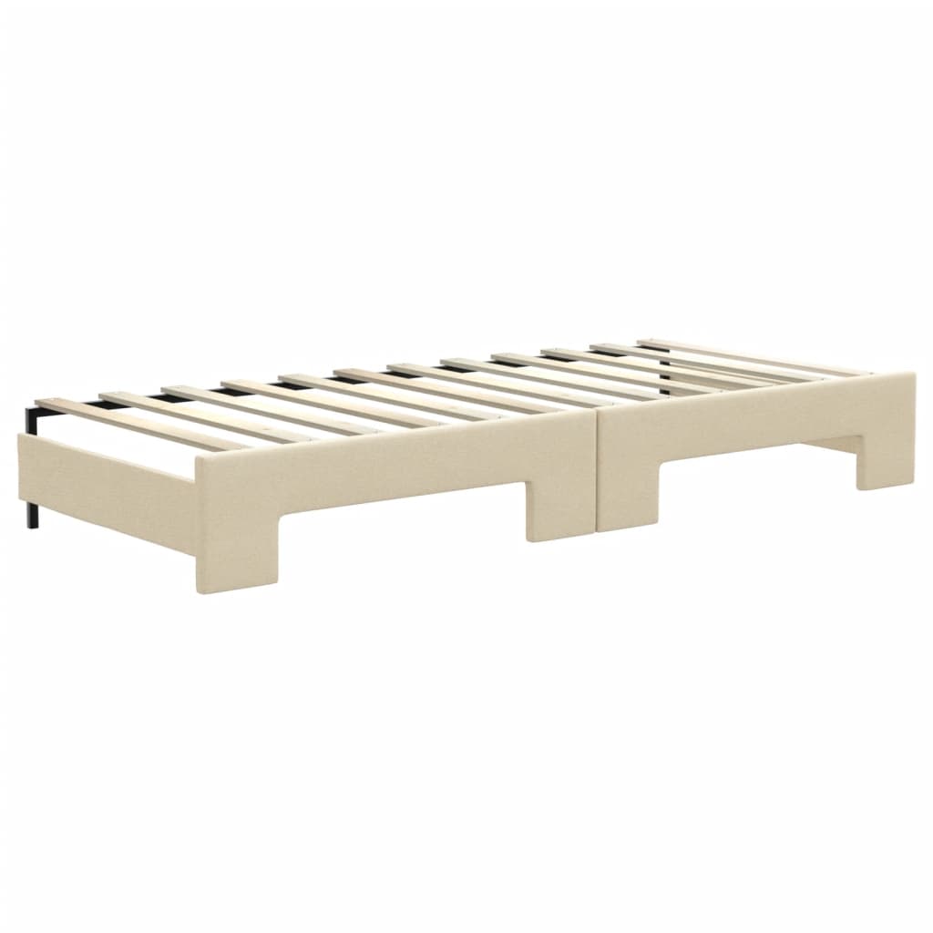 Lit de jour avec gigogne et matelas crème 80x200 cm tissu - XIOS