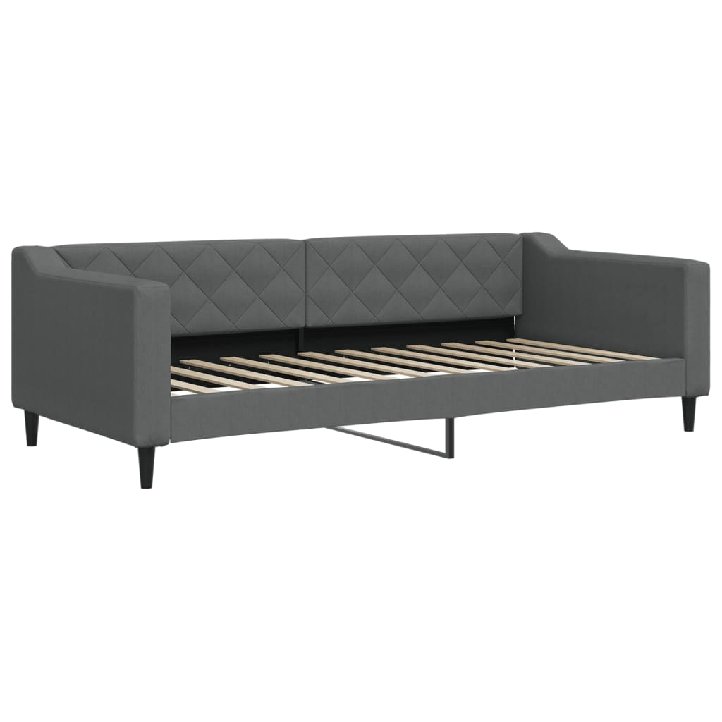 Lit de jour avec gigogne et matelas gris foncé 90x200 cm tissu - XIOS