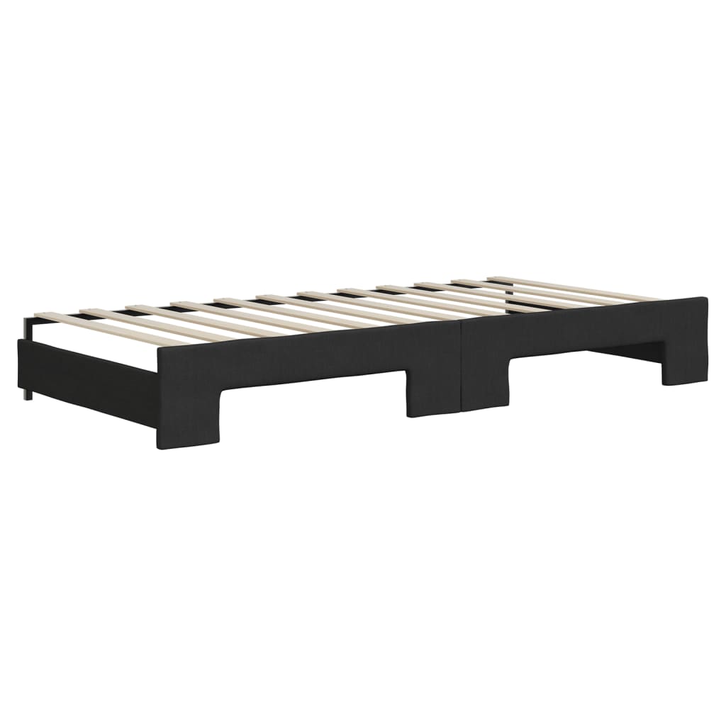 Lit de jour avec gigogne et matelas noir 90x200 cm tissu - XIOS
