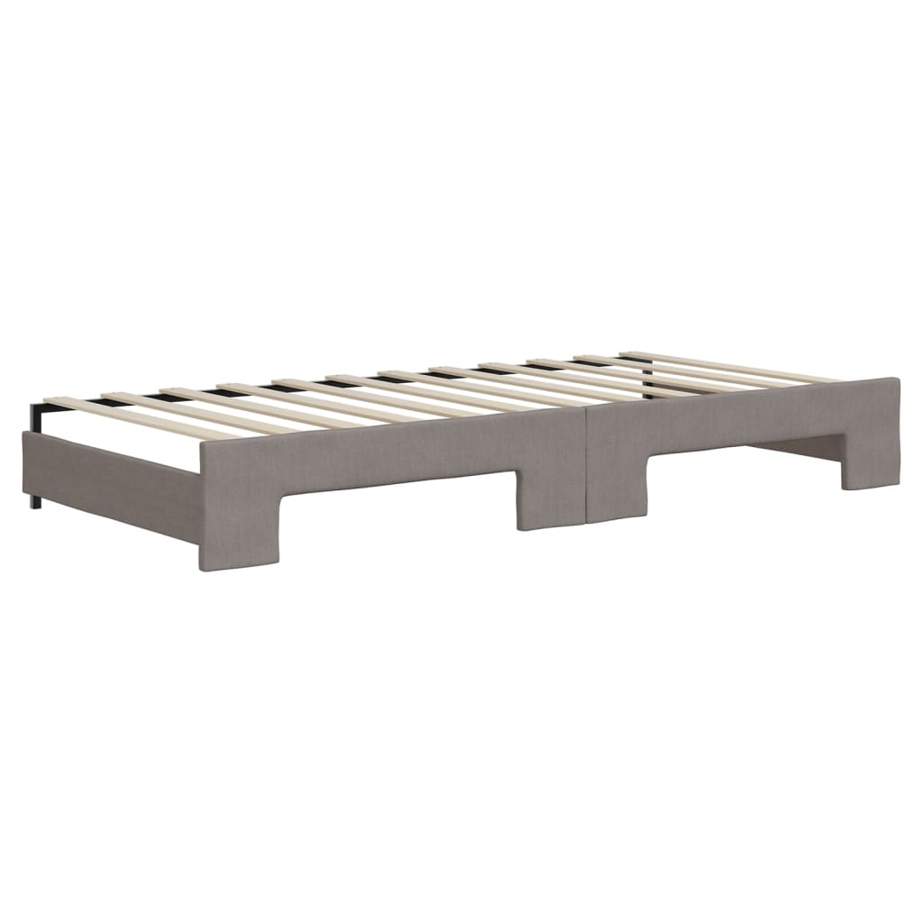 Lit de jour avec gigogne et matelas taupe 90x200 cm tissu - XIOS