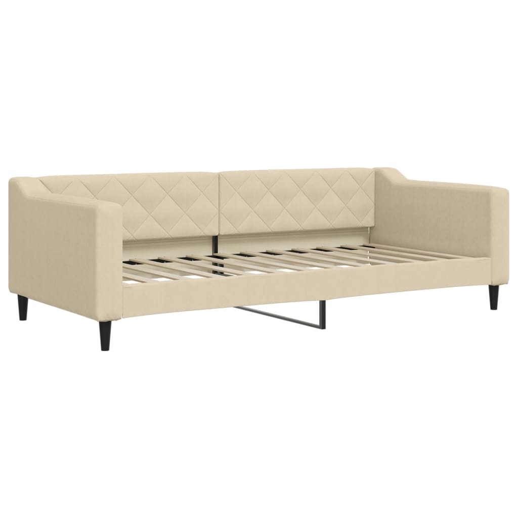 Lit de jour avec gigogne et matelas crème 90x200 cm tissu - XIOS
