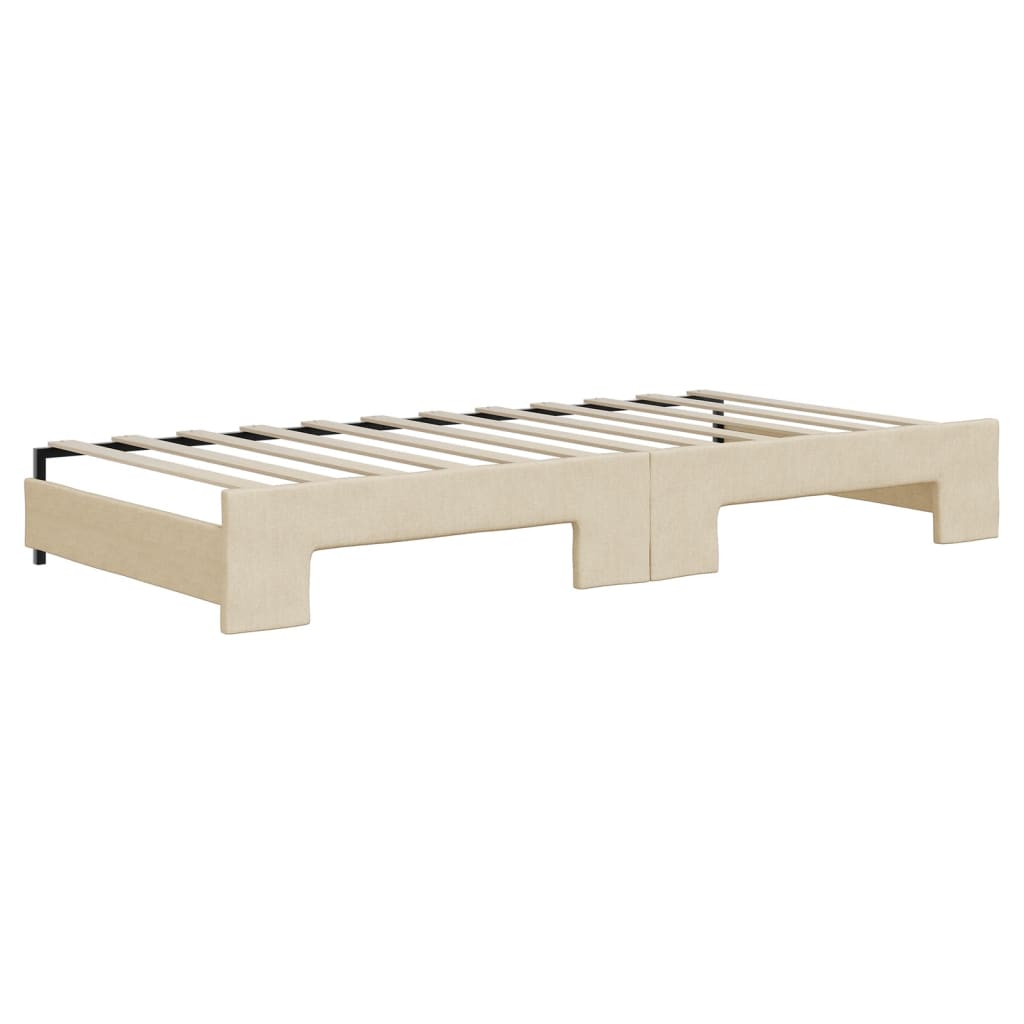 Lit de jour avec gigogne et matelas crème 90x200 cm tissu - XIOS