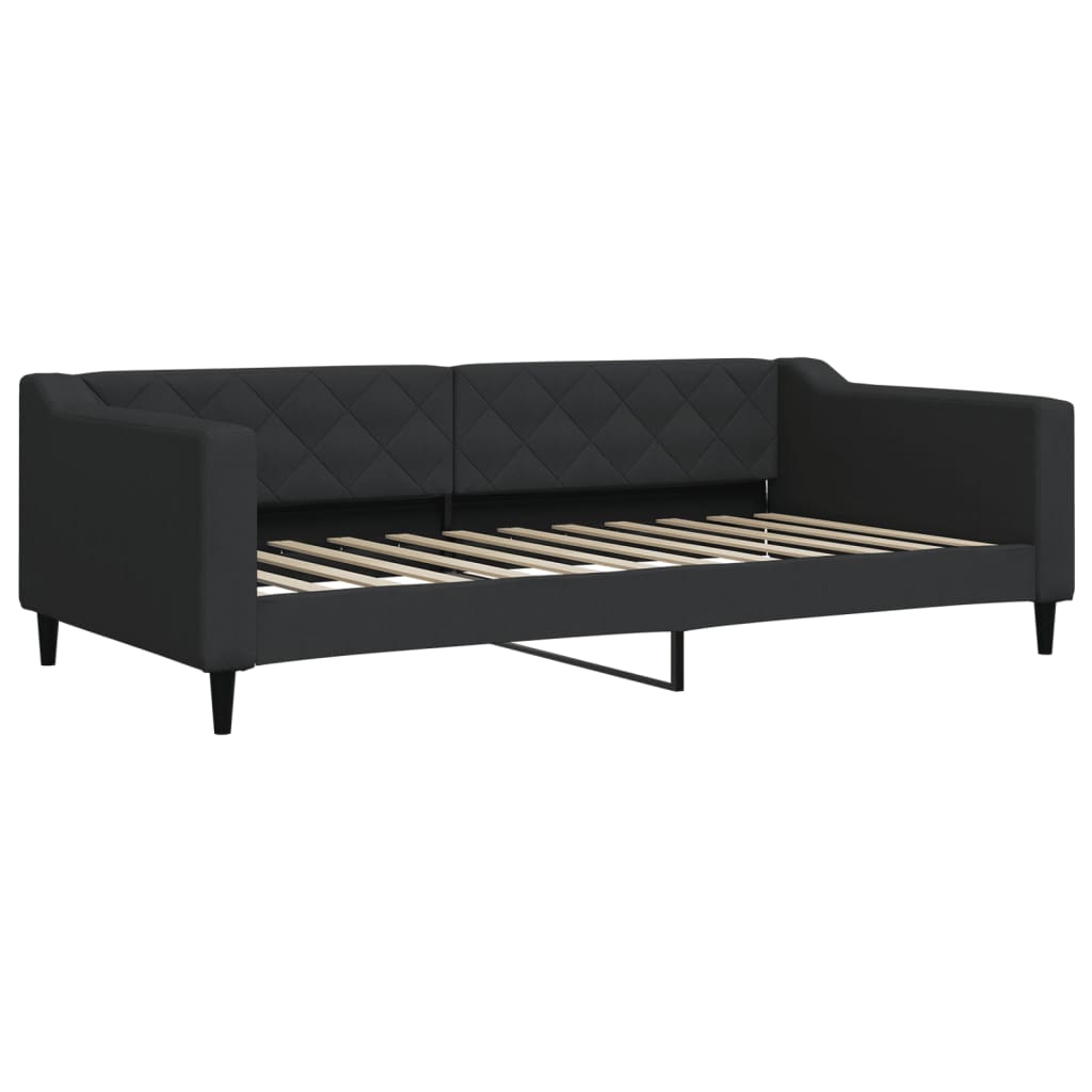 Lit de jour avec gigogne et matelas noir 100x200 cm tissu - XIOS