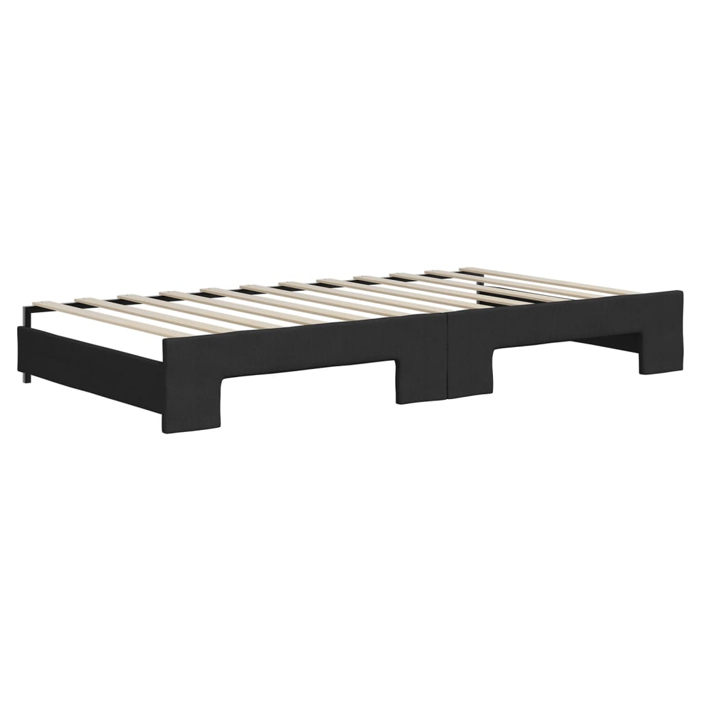 Lit de jour avec gigogne et matelas noir 100x200 cm tissu - XIOS