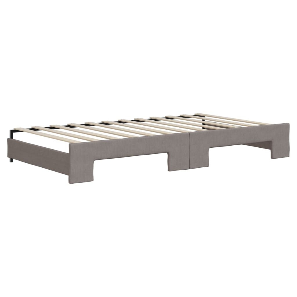 Lit de jour avec gigogne et matelas taupe 100x200 cm tissu - XIOS
