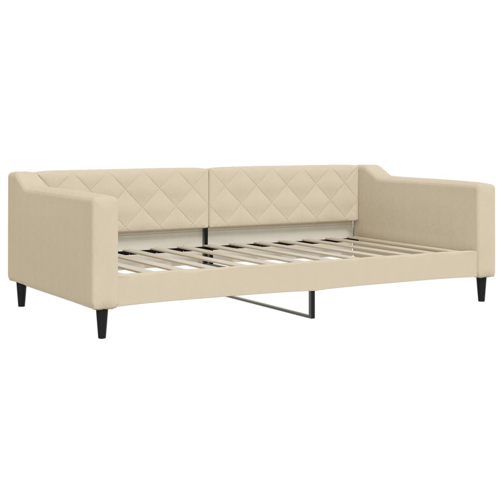 Lit de jour avec gigogne et matelas crème 100x200 cm tissu - XIOS