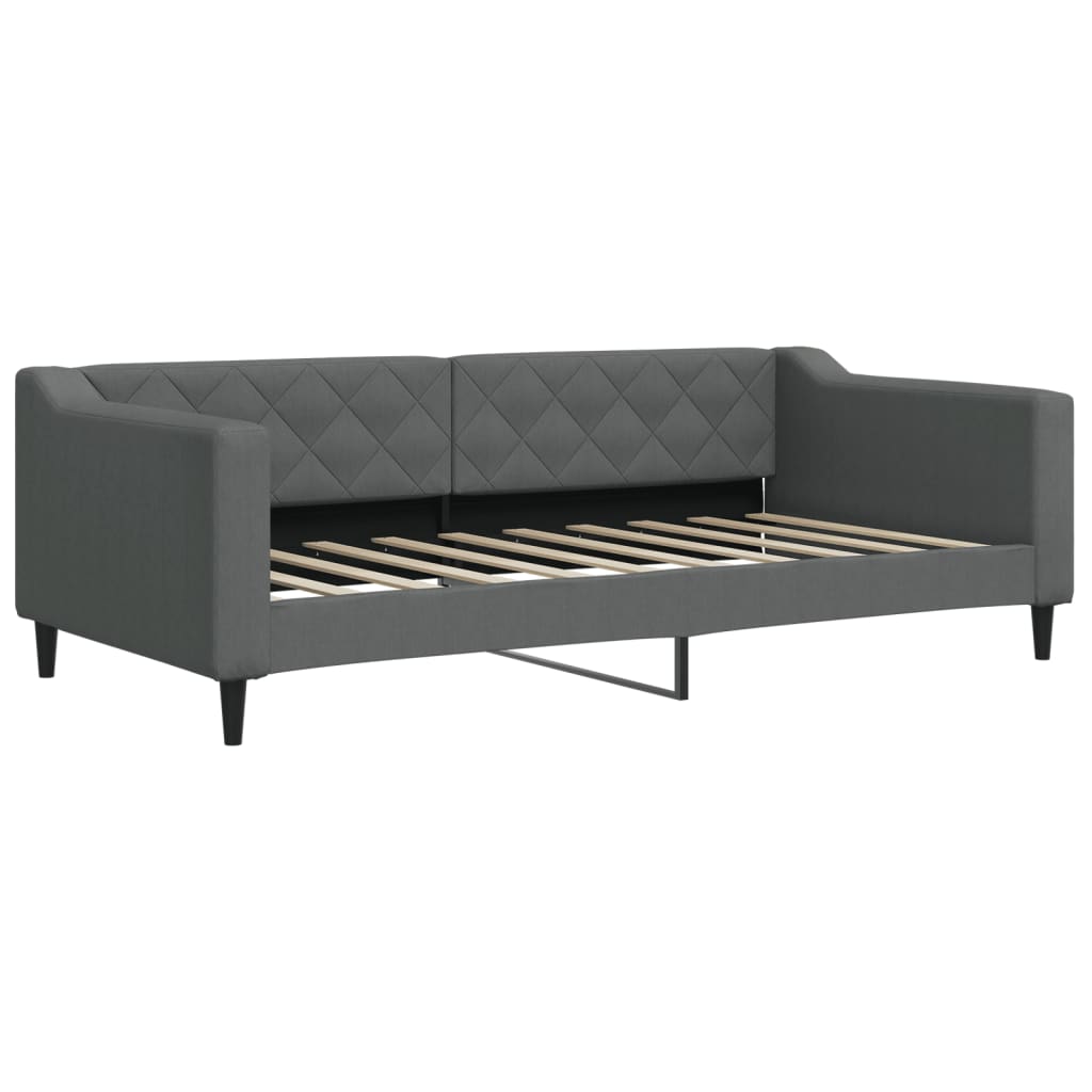 Lit de jour avec gigogne et matelas gris foncé 90x190 cm tissu - XIOS