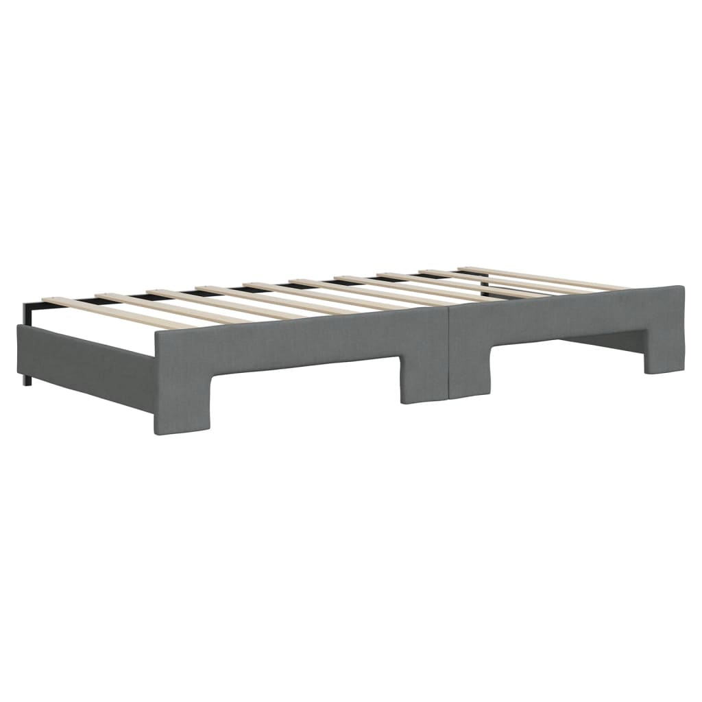 Lit de jour avec gigogne et matelas gris foncé 90x190 cm tissu - XIOS