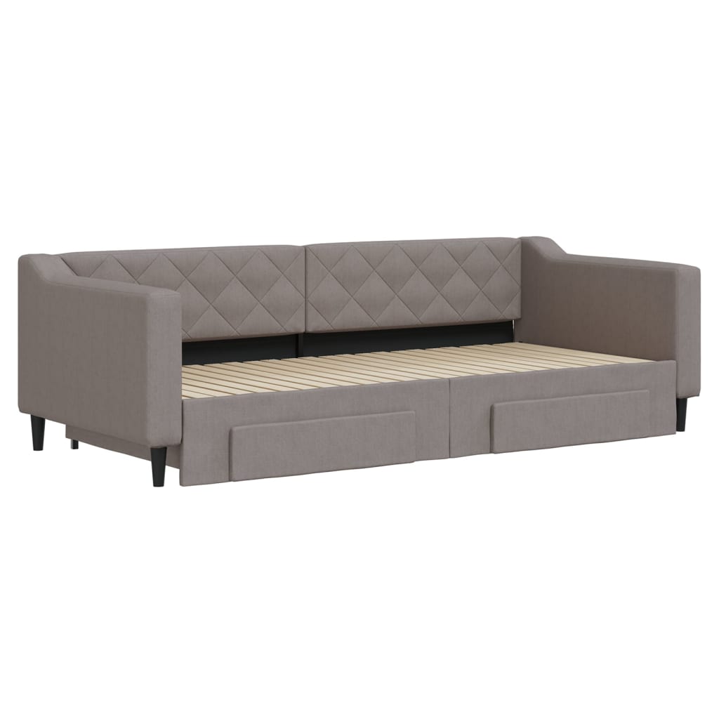 Lit de jour avec gigogne et tiroirs sans matelas taupe 90x200cm - XIOS