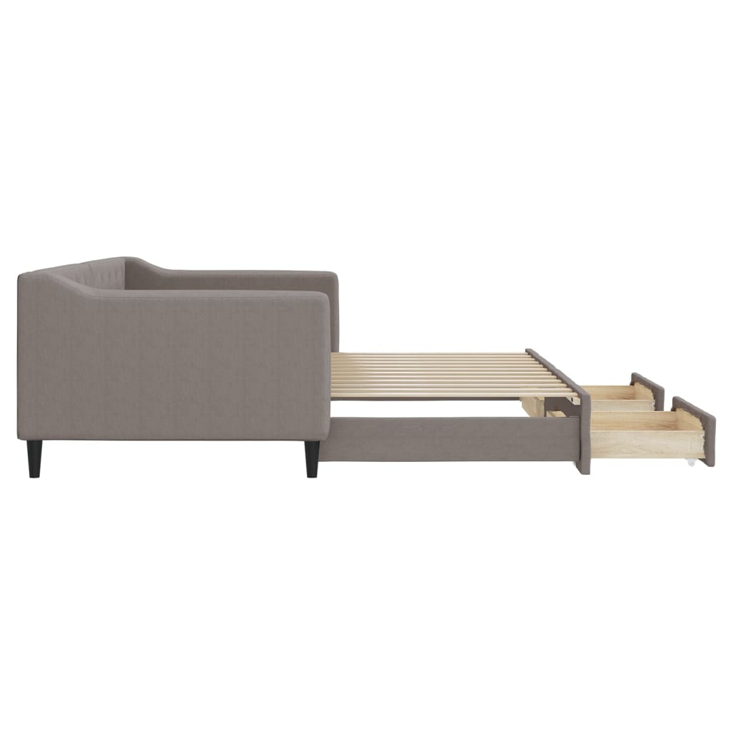 Lit de jour avec gigogne et tiroirs sans matelas taupe 90x200cm - XIOS