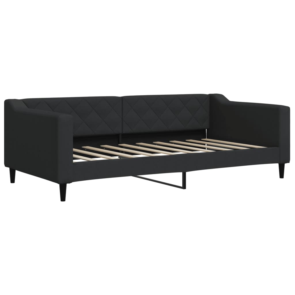 Lit de jour avec gigogne et tiroirs noir 90x190 cm tissu
