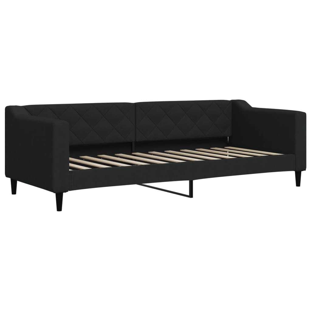 Lit de jour avec gigogne et tiroirs noir 80x200 cm tissu - XIOS