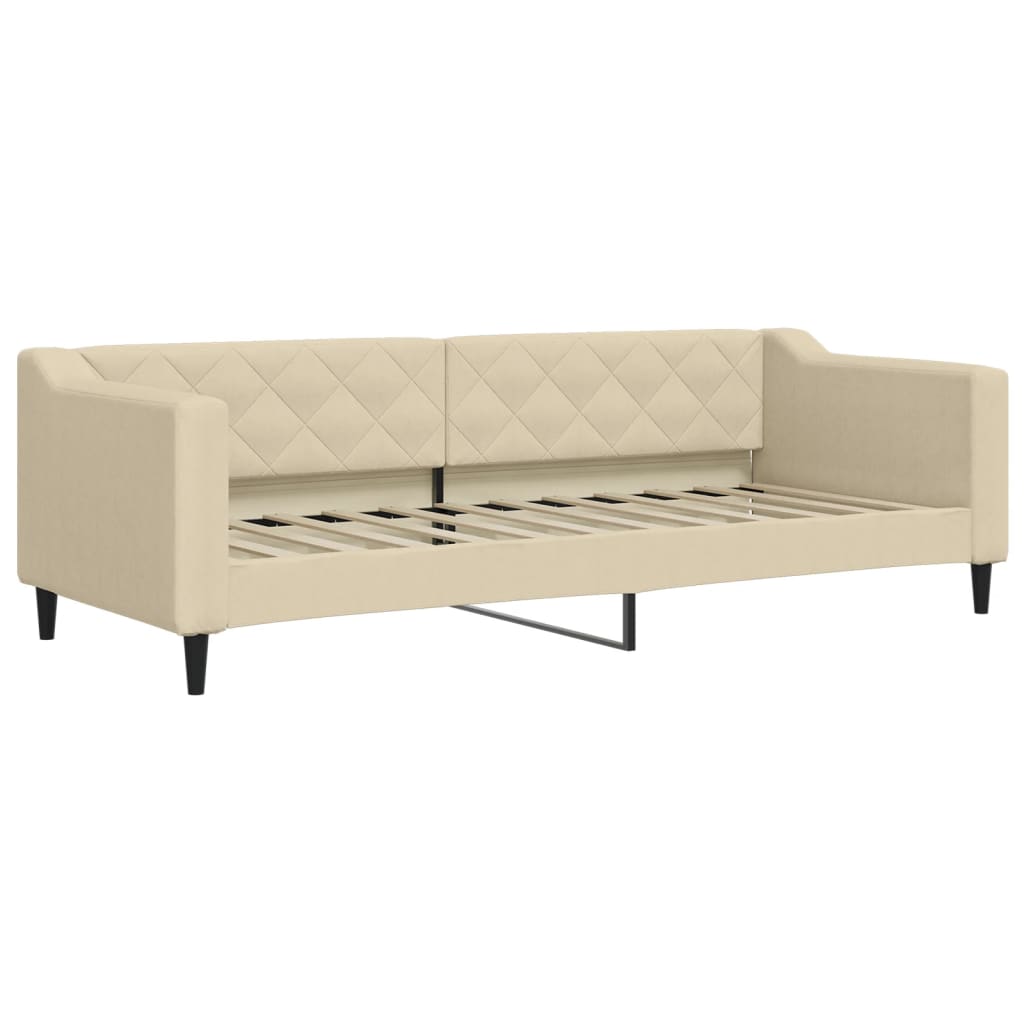 Lit de jour avec gigogne et tiroirs crème 80x200 cm tissu - XIOS