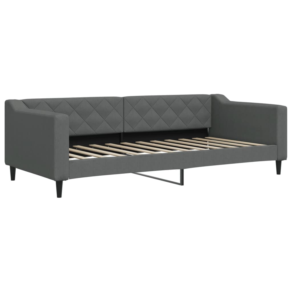 Lit de jour avec gigogne et tiroirs gris foncé 90x200 cm tissu - XIOS